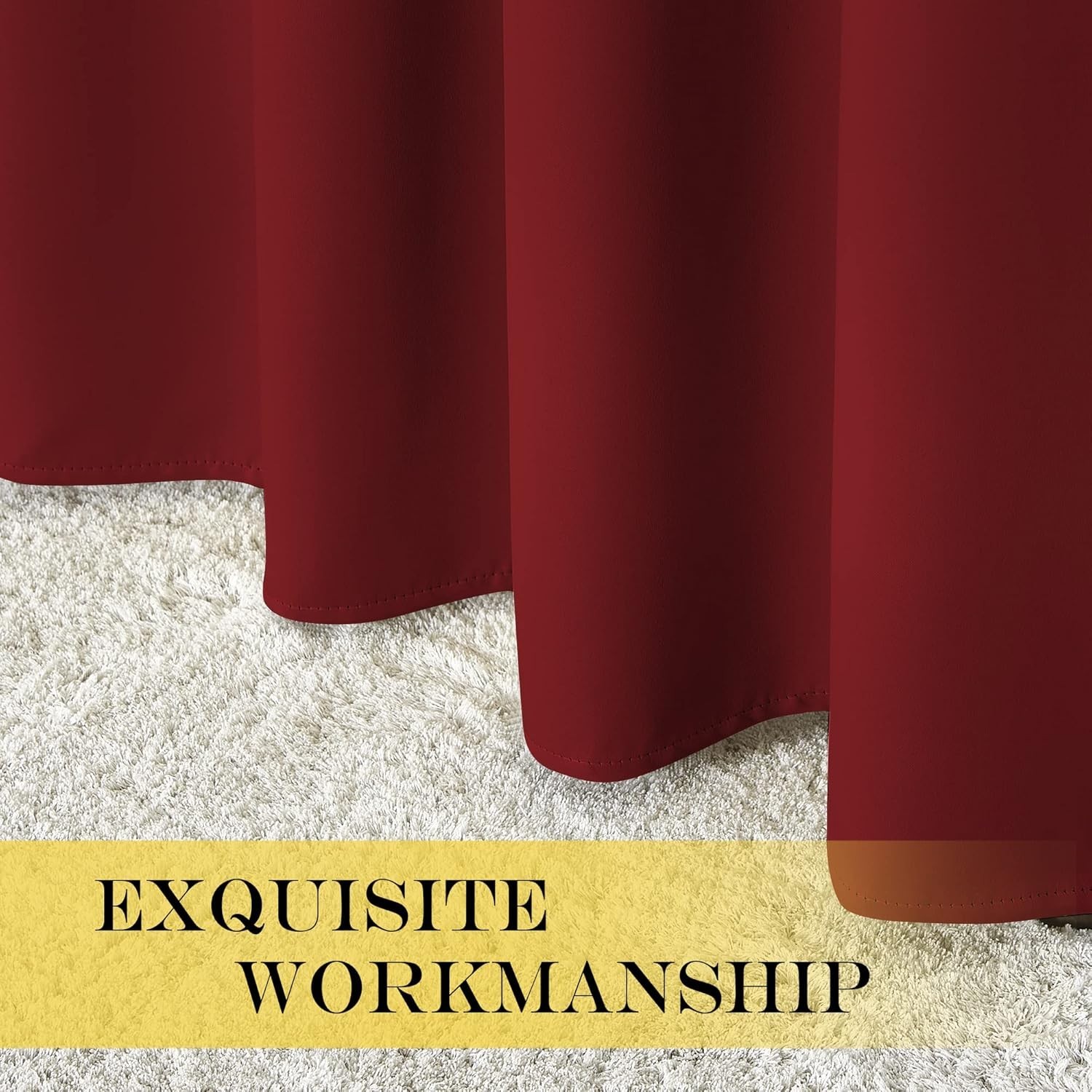 Extra Long Blackout Drape – 52-inch by 108-inch, Burgundy Red, Sold as 1 Pane…