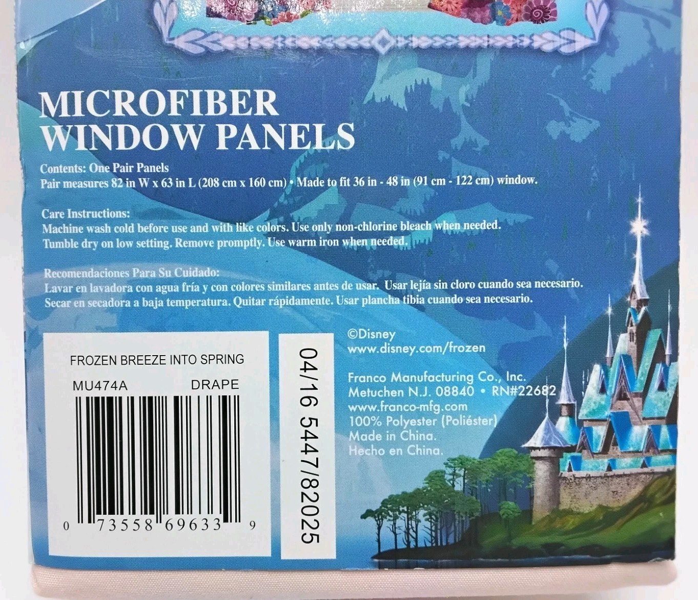 Disney Frozen Microfiber Window Panels Kids Curtains Pink 82″x63″