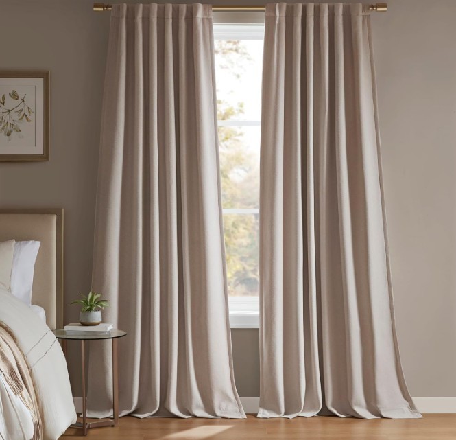 Madison Park Karien 100% Blackout Curtains 52×95– Linen, 2-Layer Noise Blocking