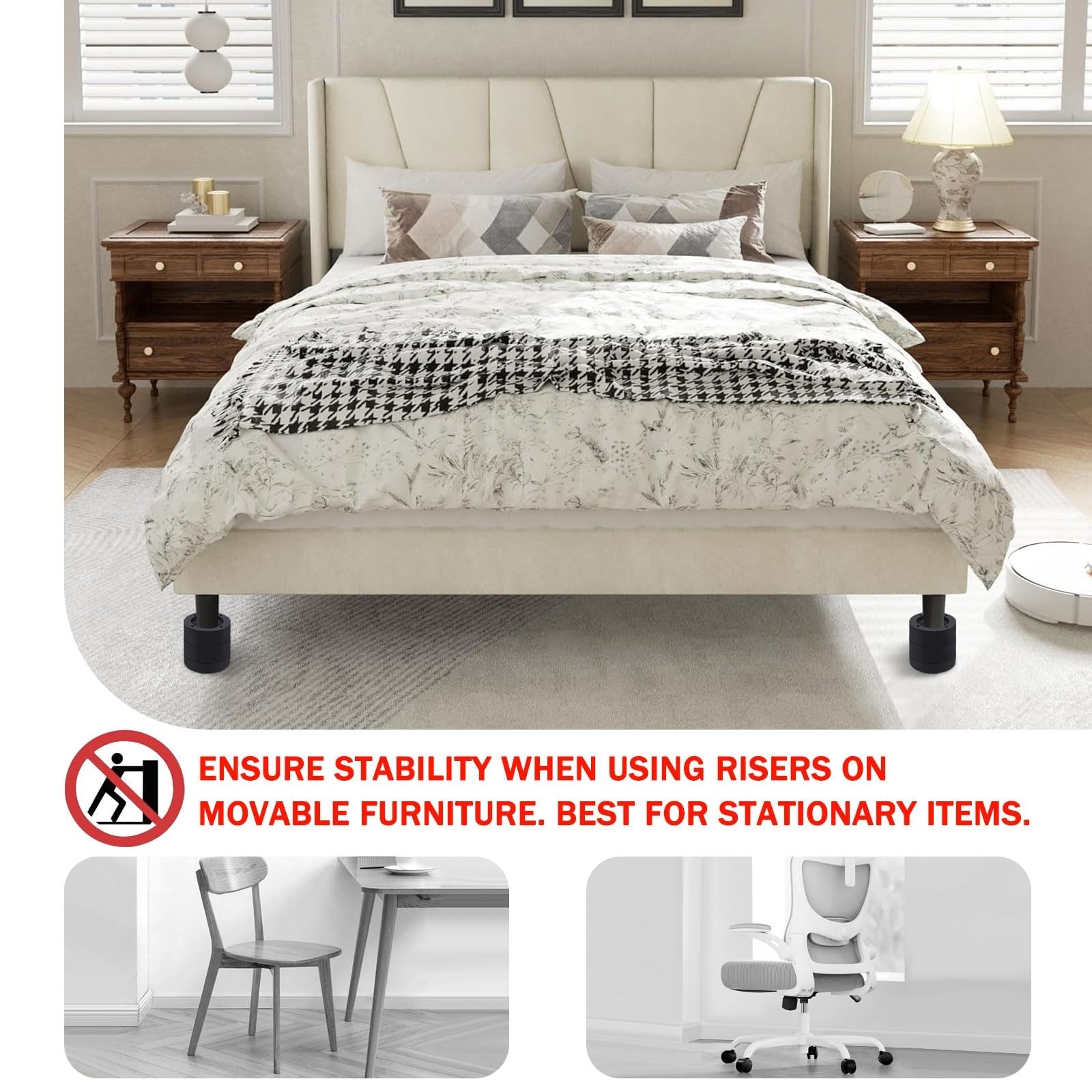 ANNKUT Furniture Risers 2 inch，Round Bed Risers Heavy Duty，Elevati