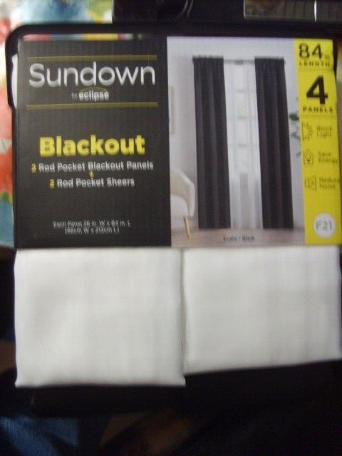 SUNDOWN by ECLIPSE~4 PIECE BLACKOUT WINDOW CURTAIN SET~NEW~ROD POCKET~26 X 84