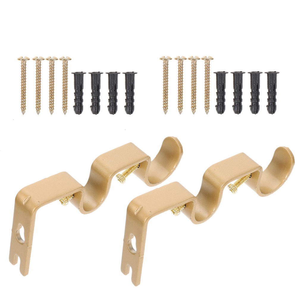 2 Sets Heavy Duty Rod Bracket Wall Mount Curtain Rod Holder Stand
