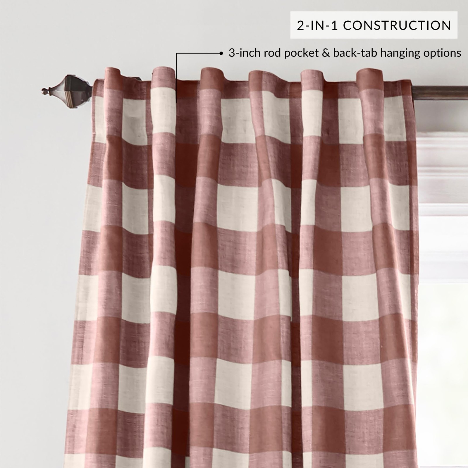 Elrene Home Fashions Farmhouse Living Grainger 52″W x 84″L (Pack of 1), Red