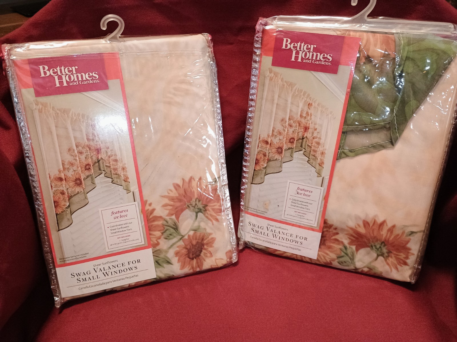 2 PKGS New BETTER HOMES & GARDENS SUNFLOWERS Meredith Corp SET 2 TIERS & PANELS