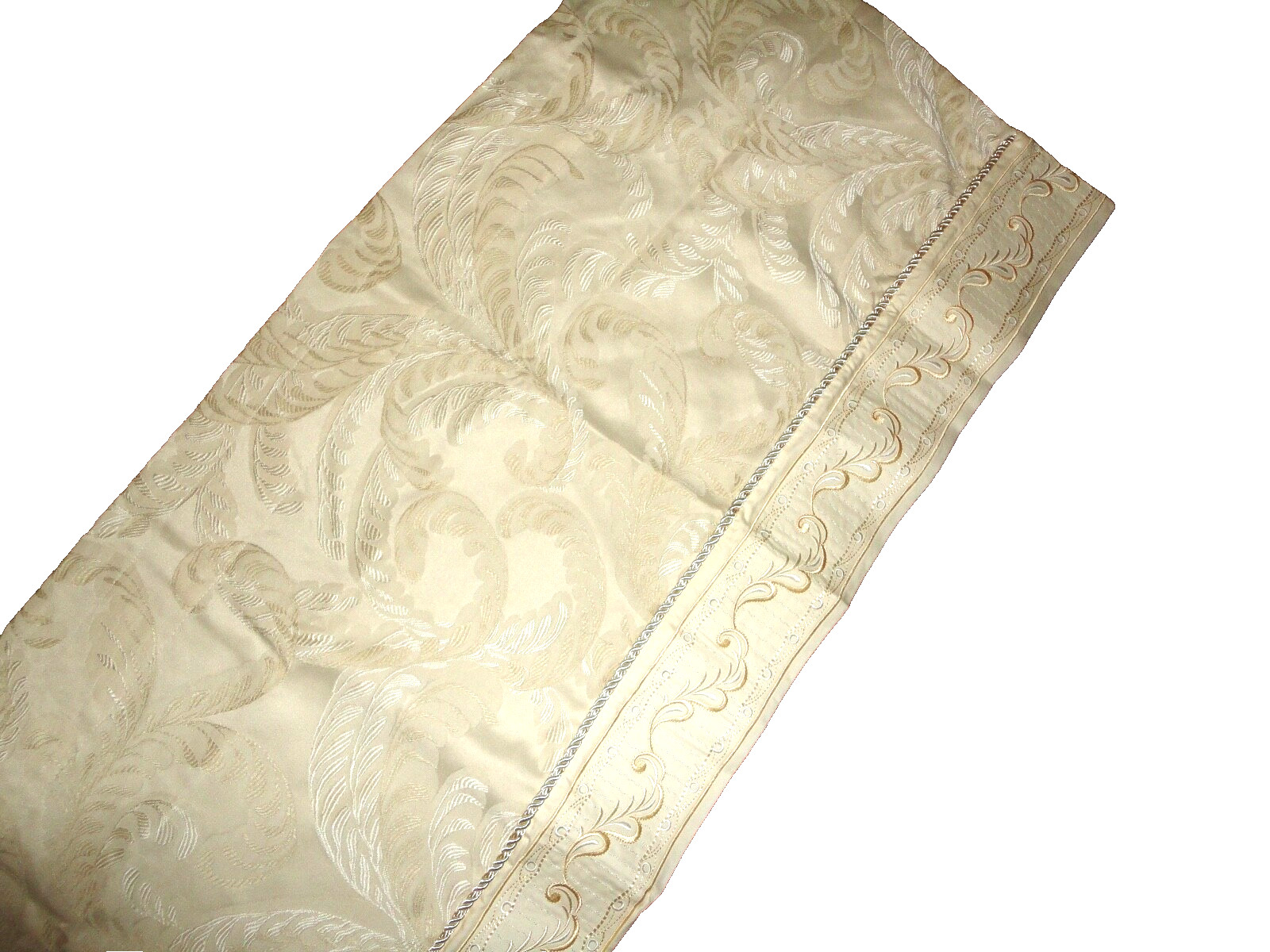 CHRIS MADDEN HOTEL IVORY EMBROIDERED PAISLEY CORDED (1) LINED VALANCE 76 X 17