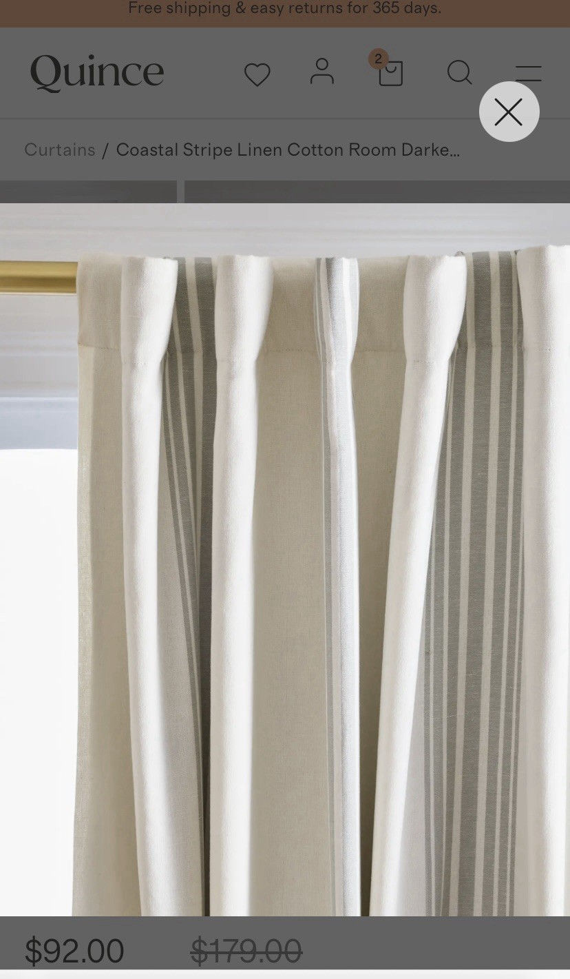 Quince Coastal Stripe Linen Cotton Curtain 48×96