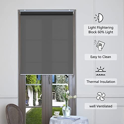 Cordless Roller Shades for Windows Light Filtering Shades 23″W x 72″H Black