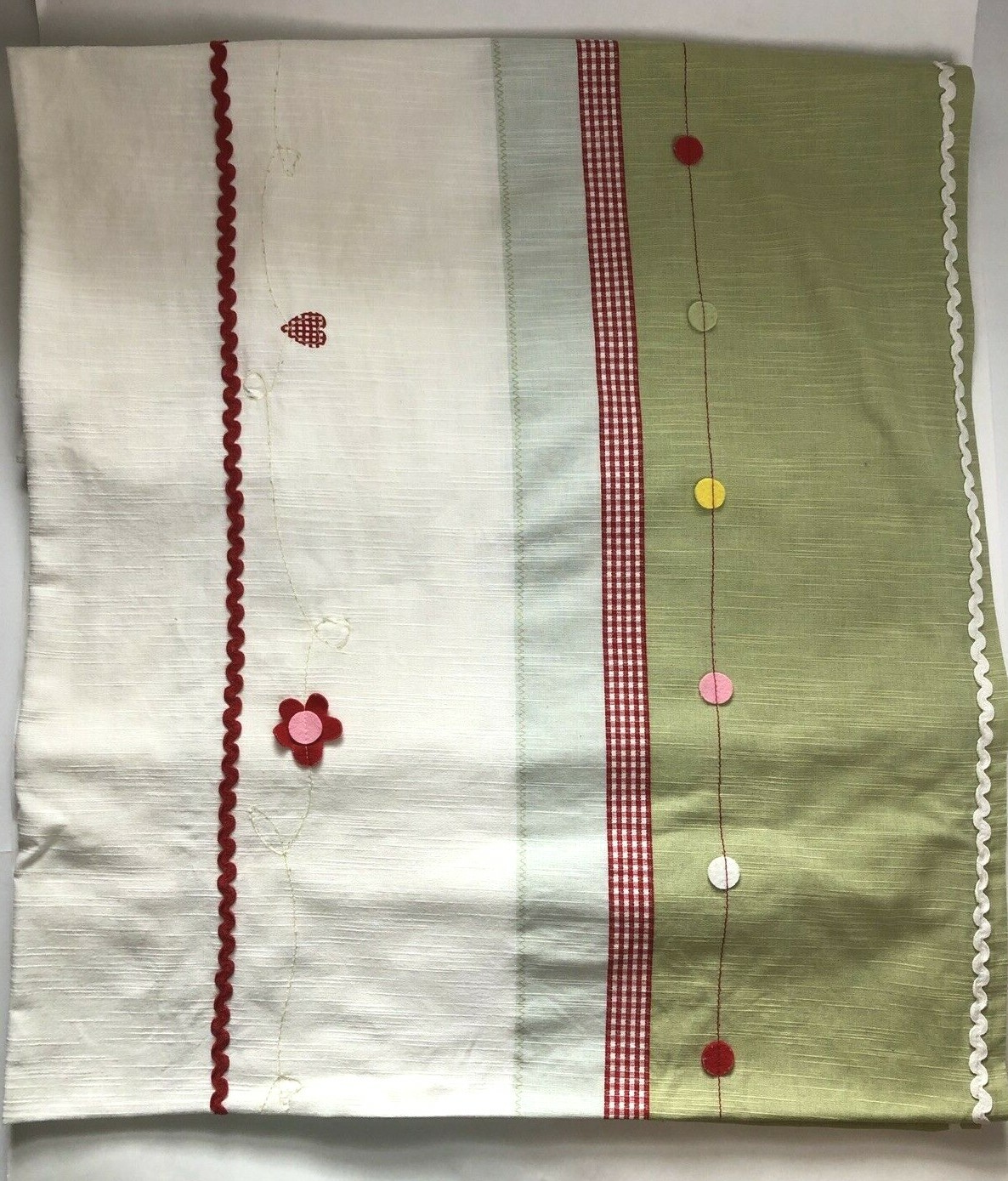 2 Ikea Curtain Panels Country Cottage Multi Color 46Wx74L White Green FarmHouse