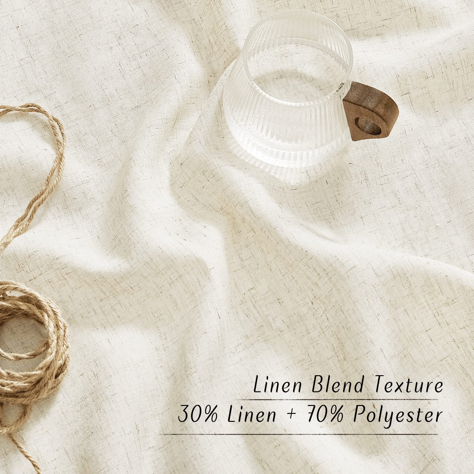 Natural Linen Curtains 84 inch Long 2 Panels Set, Grommet Top Thick Linen Bur…