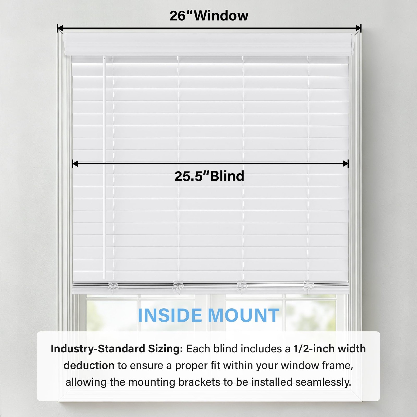AOSKY Faux Wood Blinds White 26″W x 72″H
