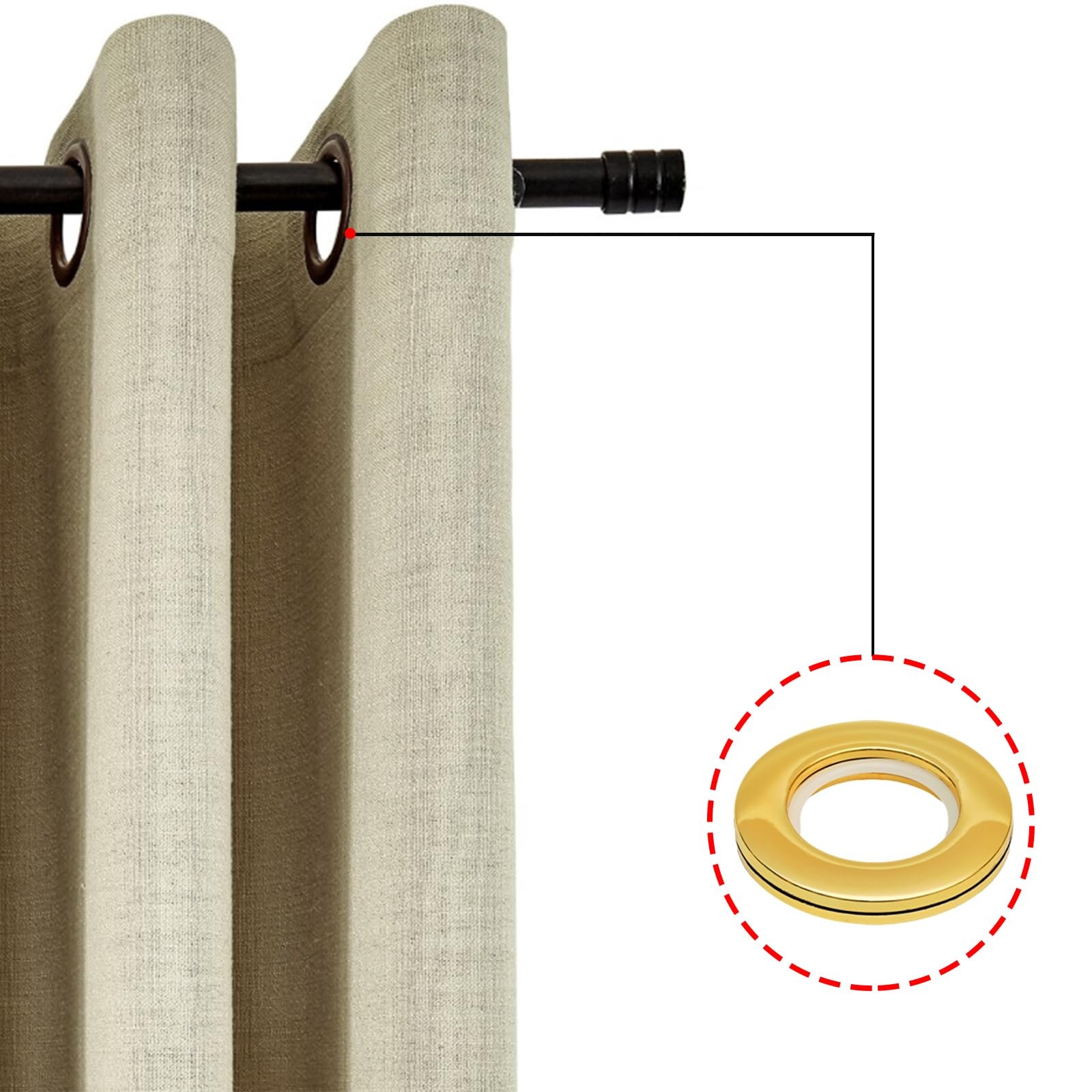 ABS Plastic Curtain Round Eyelet Grommet Ring Bright Gold 40mm 20 PCS