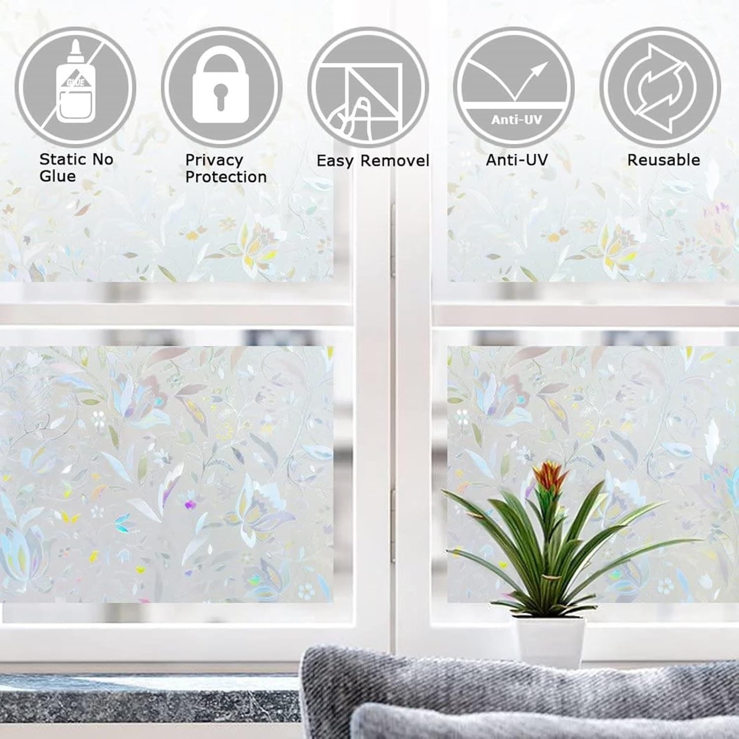 Window Film, Decorative Window Privacy Film, 3D Stained Glass Window Sticker,…