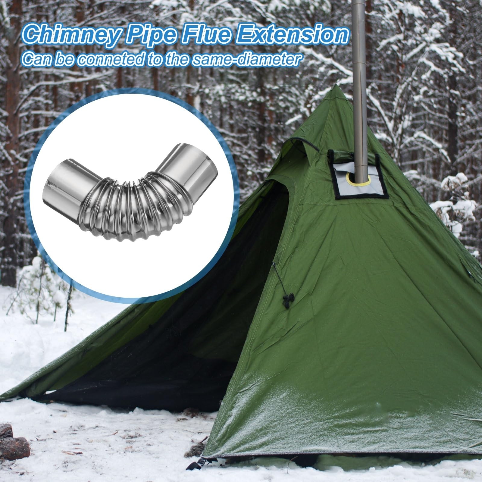 70mm 90 Degree Stove Pipe, 2pcs Stainless Steel Tent Elbow Stove Chimney Pipe…