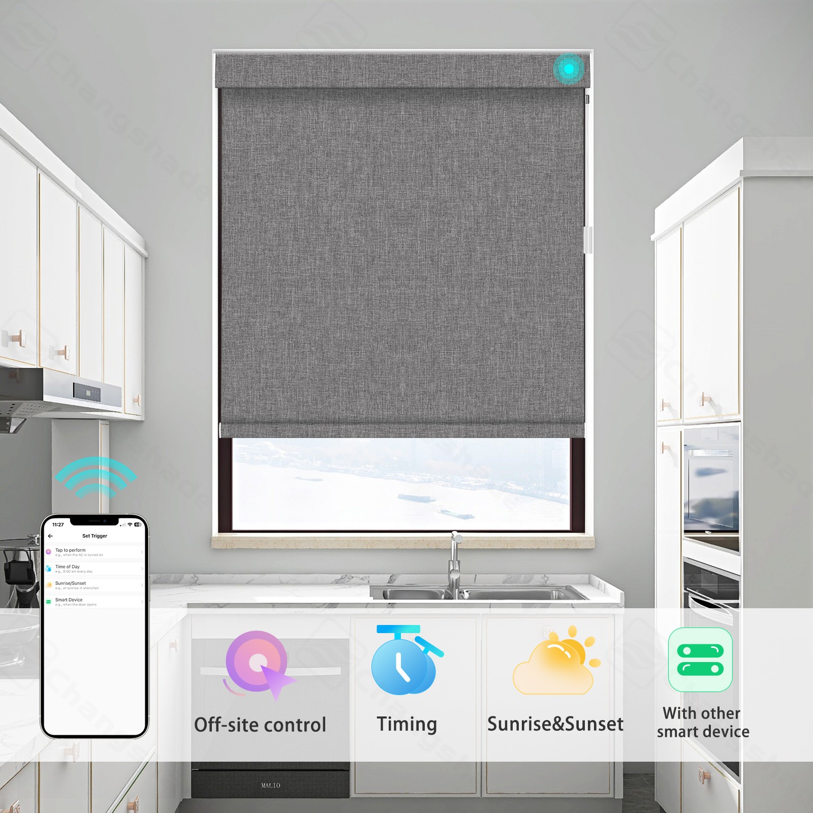 Changshade CUSTOM Smart Motorized Window Shades Remote Control Roller Blinds
