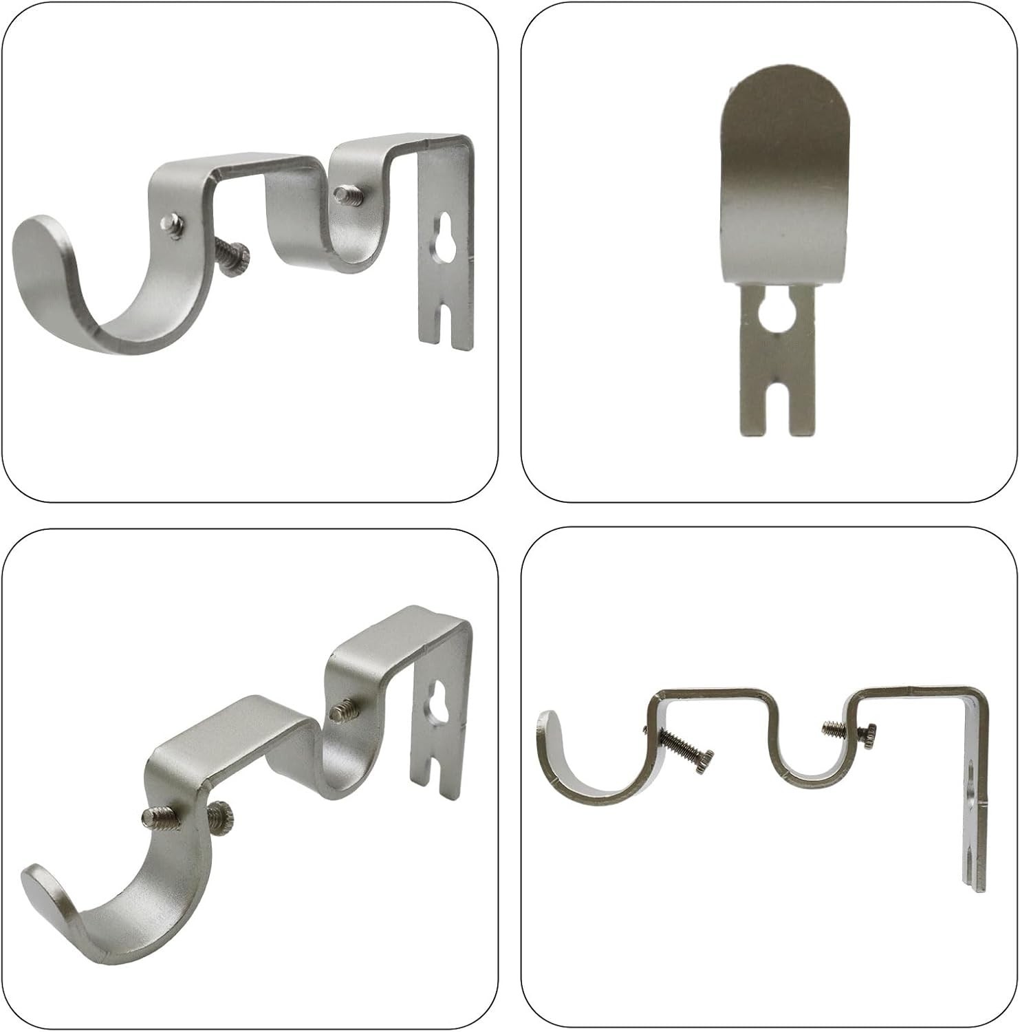Double Curtain Rod Bracket 6 Pack Metal Curtain Rod Holders for Wall Sturdy C…
