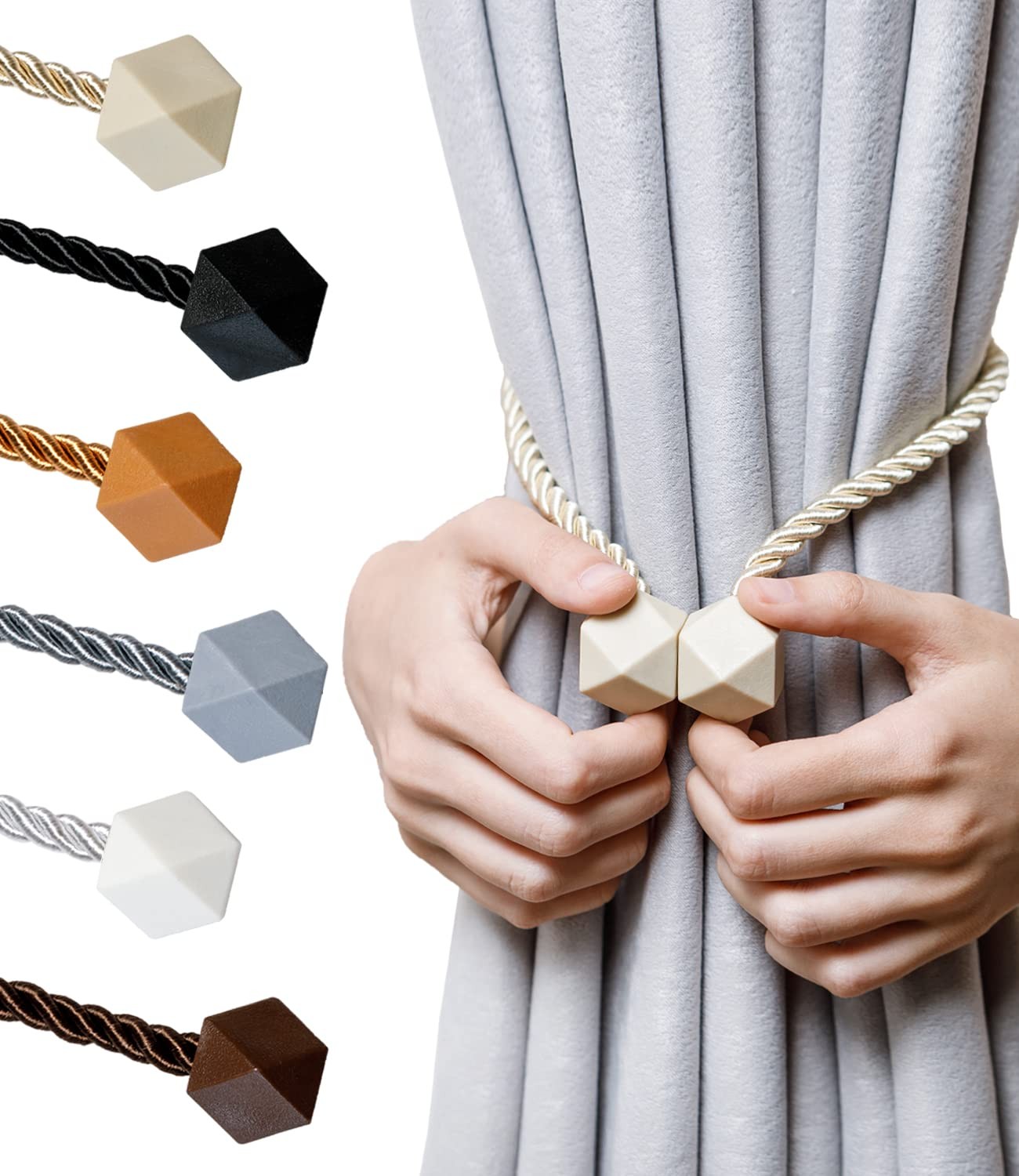 NazTur Magnetic Curtain Tiebacks Upgrade 2022 with a Thicker Twist Rope and S…