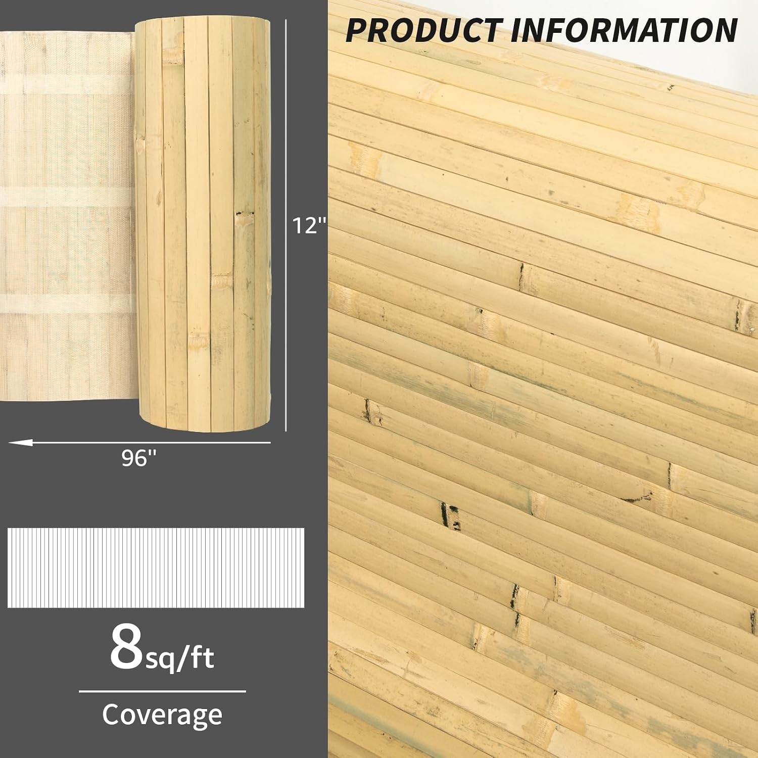 Tropical Bamboo Wall & Ceiling Panel 8 Sq Ft – Natural 1-Pack Decor Solution