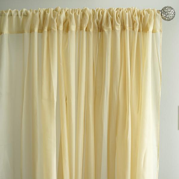 Champagne 10 x 10 ft Voile BACKDROP CURTAINS 2 Panels 5×10 ft Party Decorations