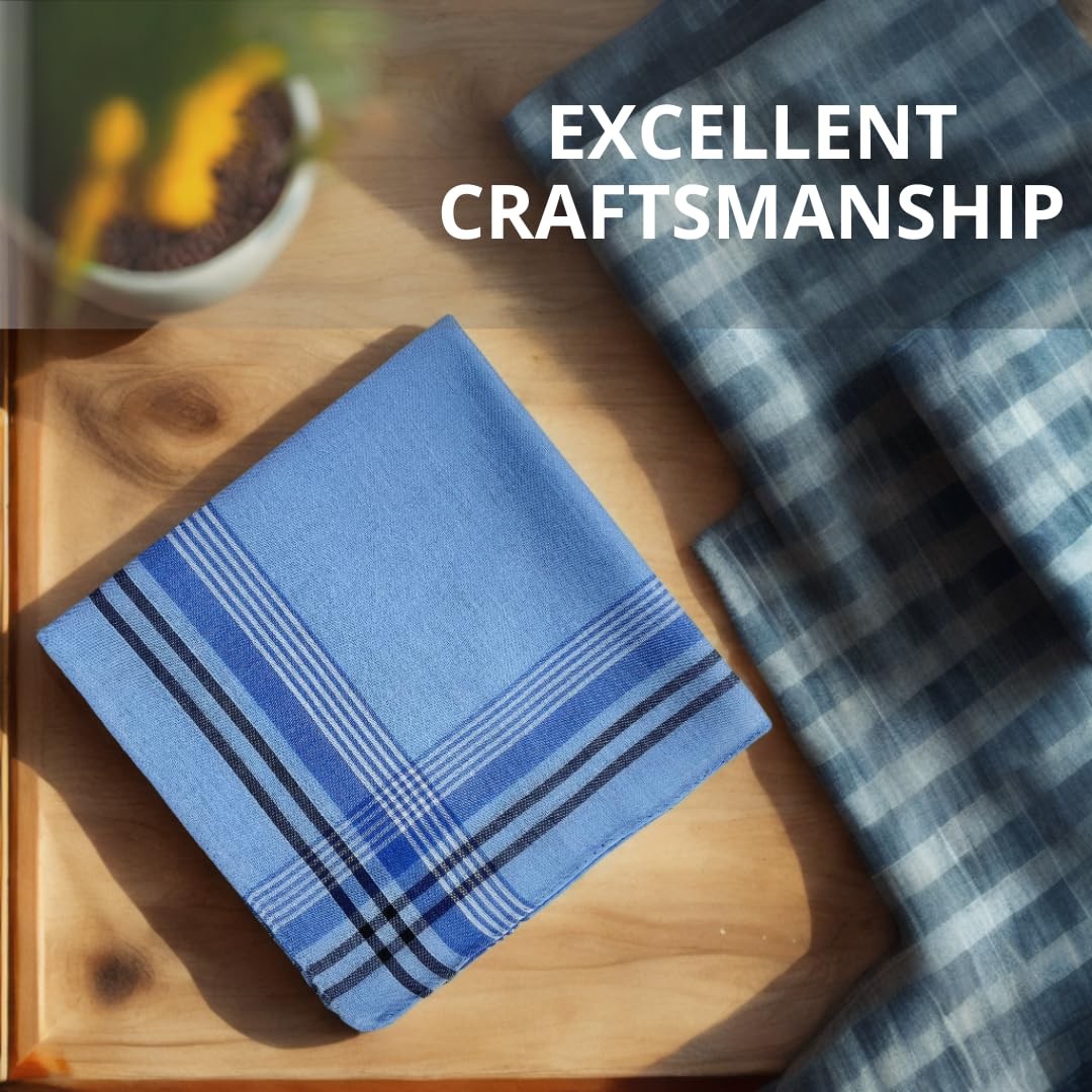 ZGZUN 12 Pack Men’s Handkerchiefs Classic 14.17*14.17 inch, 6 Color