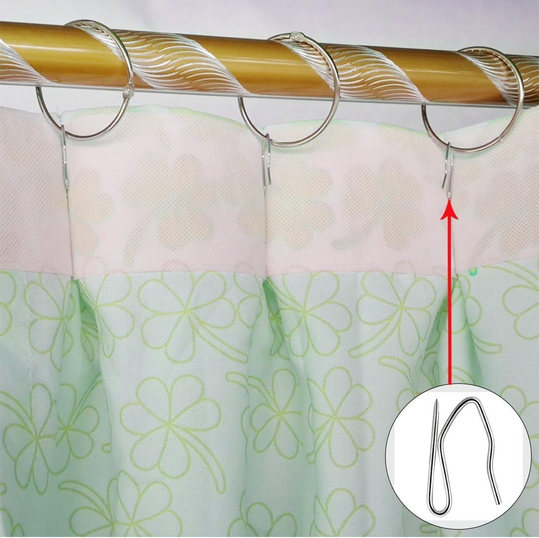58 Pcs Rustproof Curtain Hooks – 1.2 inches Stainless Steel Nickel-Plated Off…