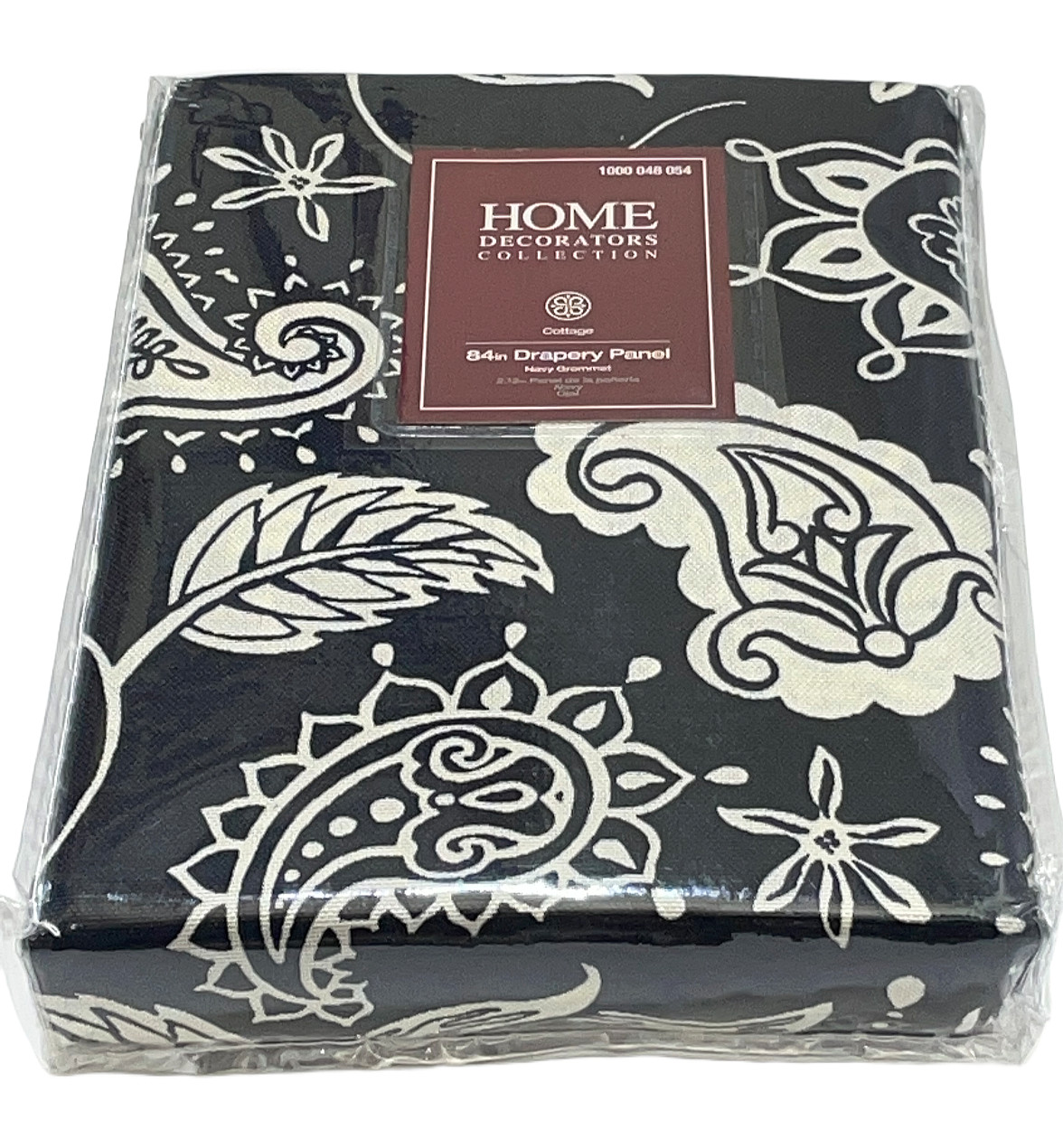 Home Decorators Charlotte Cottage Panel 52″ x 84″ Navy & White Paisley Grommet