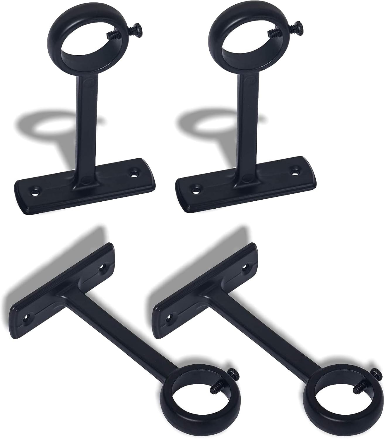 Curtain Bracket, 4Pc Ceiling & Wall Mount Brackets, Black