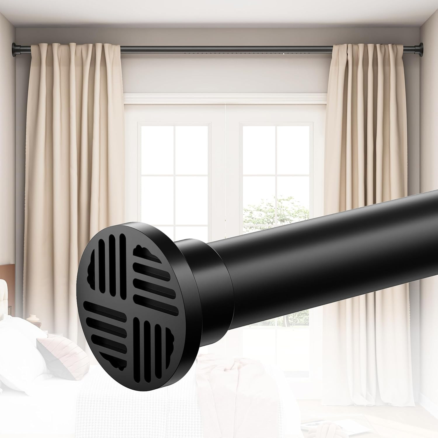 Extra Long Tension Curtain Rod No Drill by , 82–123 Inch Heavy Duty Tension Rod
