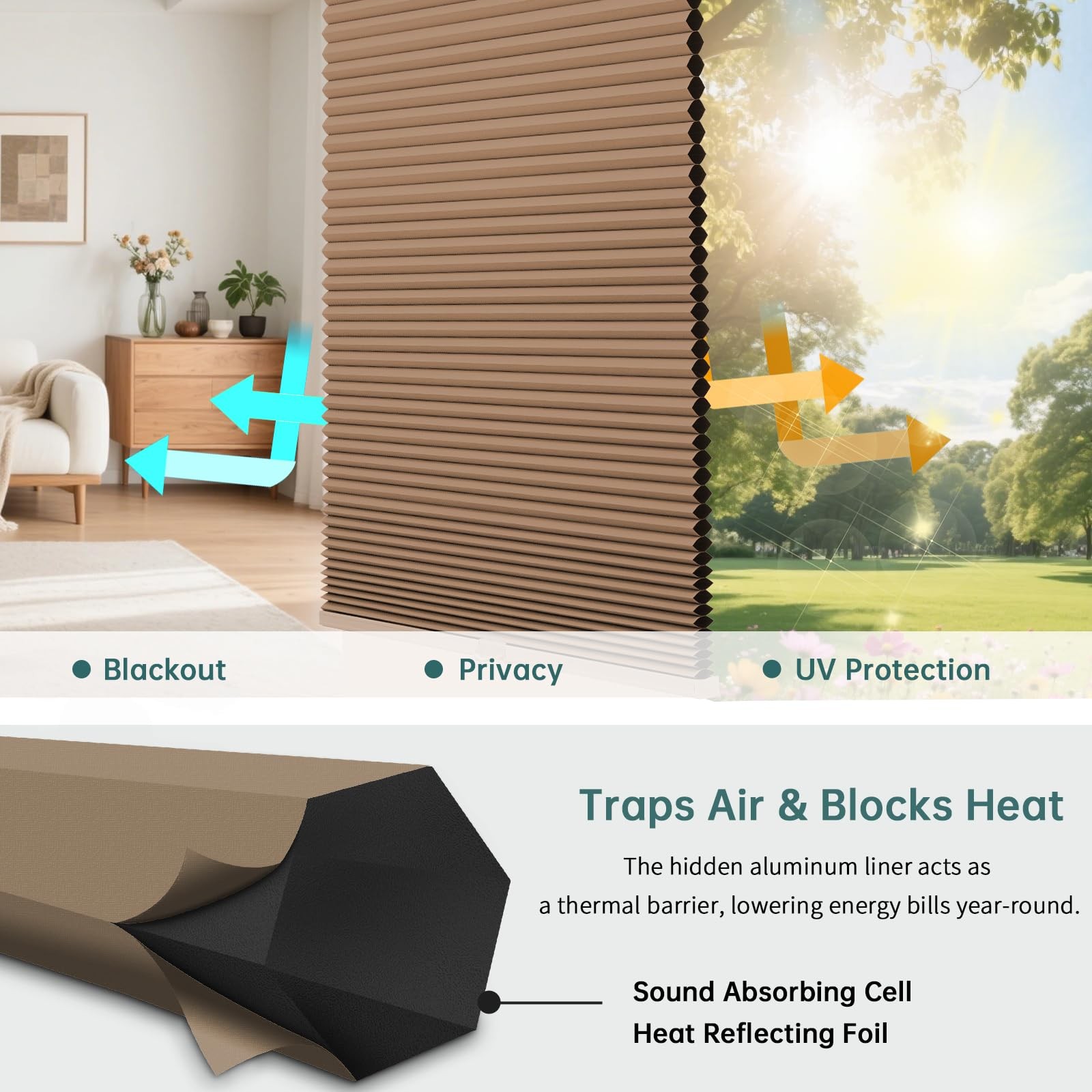 Changshade Blackout Top Down Bottom Up Cellular Shades Cordless Honeycomb