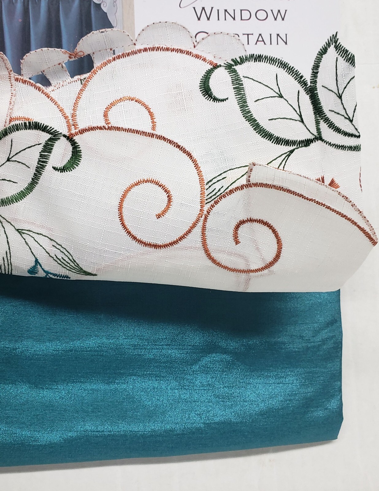 3pc. Embroidery Curtains Set:2 Tiers & Swag (60″x36″) BUTTERFLIES, blue, AL