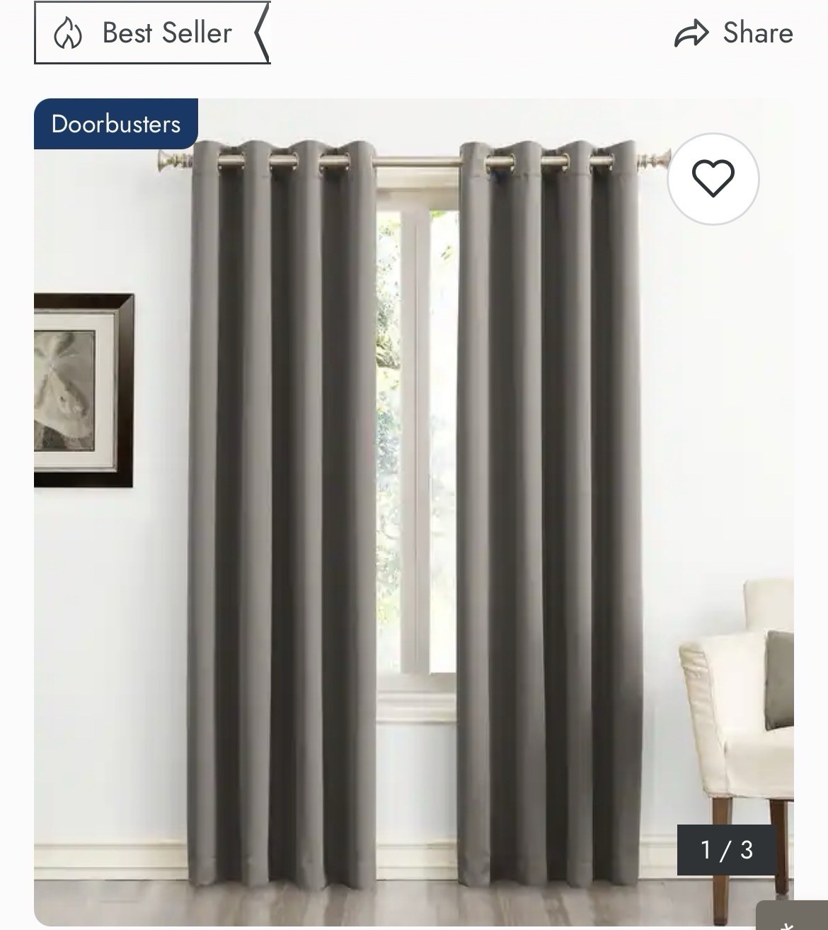 Sun Zero Blackout Curtain Panel Thermal Grommet 40″ x 54” Gray Single Panel OB