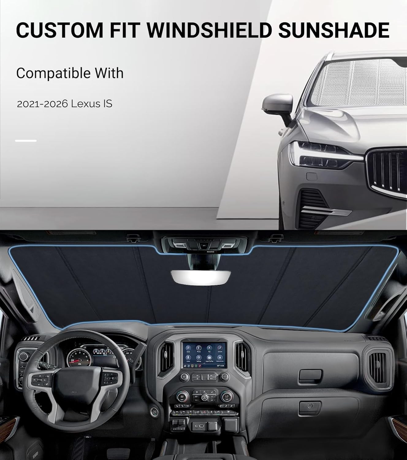 Windshield Sun Shade for Lexus 2021-2025 IS300/IS350/IS500. Reflective