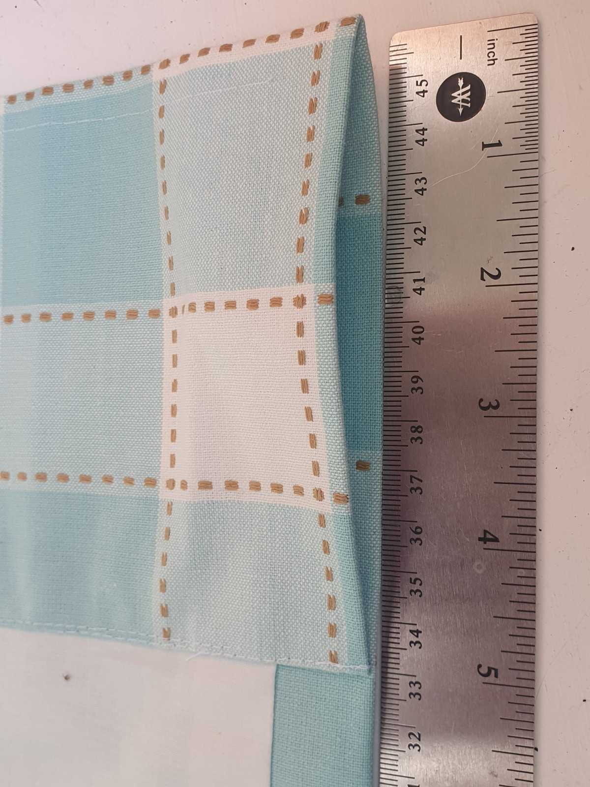 2 Window Rod Pocket Valance Aqua White Plaid Check Crisp Contemporary 44 x 12″