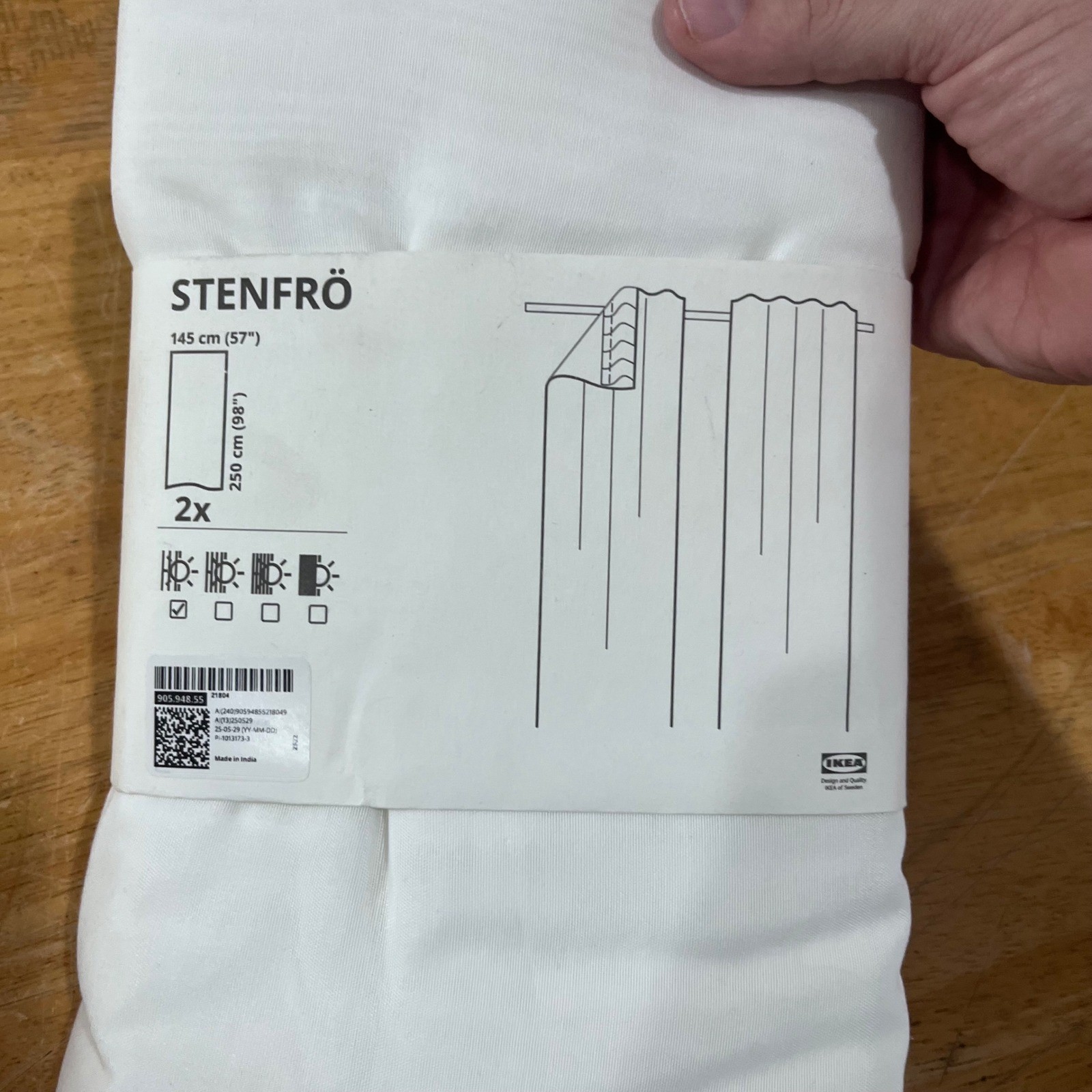IKEA STENFRÖ White Curtains 2 Panels 57×98 Modern Minimalist 905.948.55 NEW