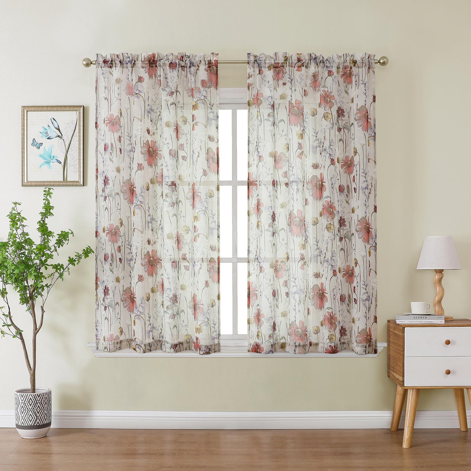 Crushed Kitchen Window Curtains 45 Inches Length 2 Panels, Elegant Farmhouse …