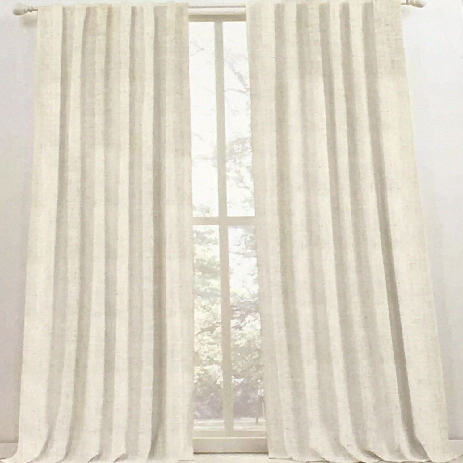 2 Ralph Lauren Linen Herringbone Blackout Panels Window Curtains 52×108 Natural
