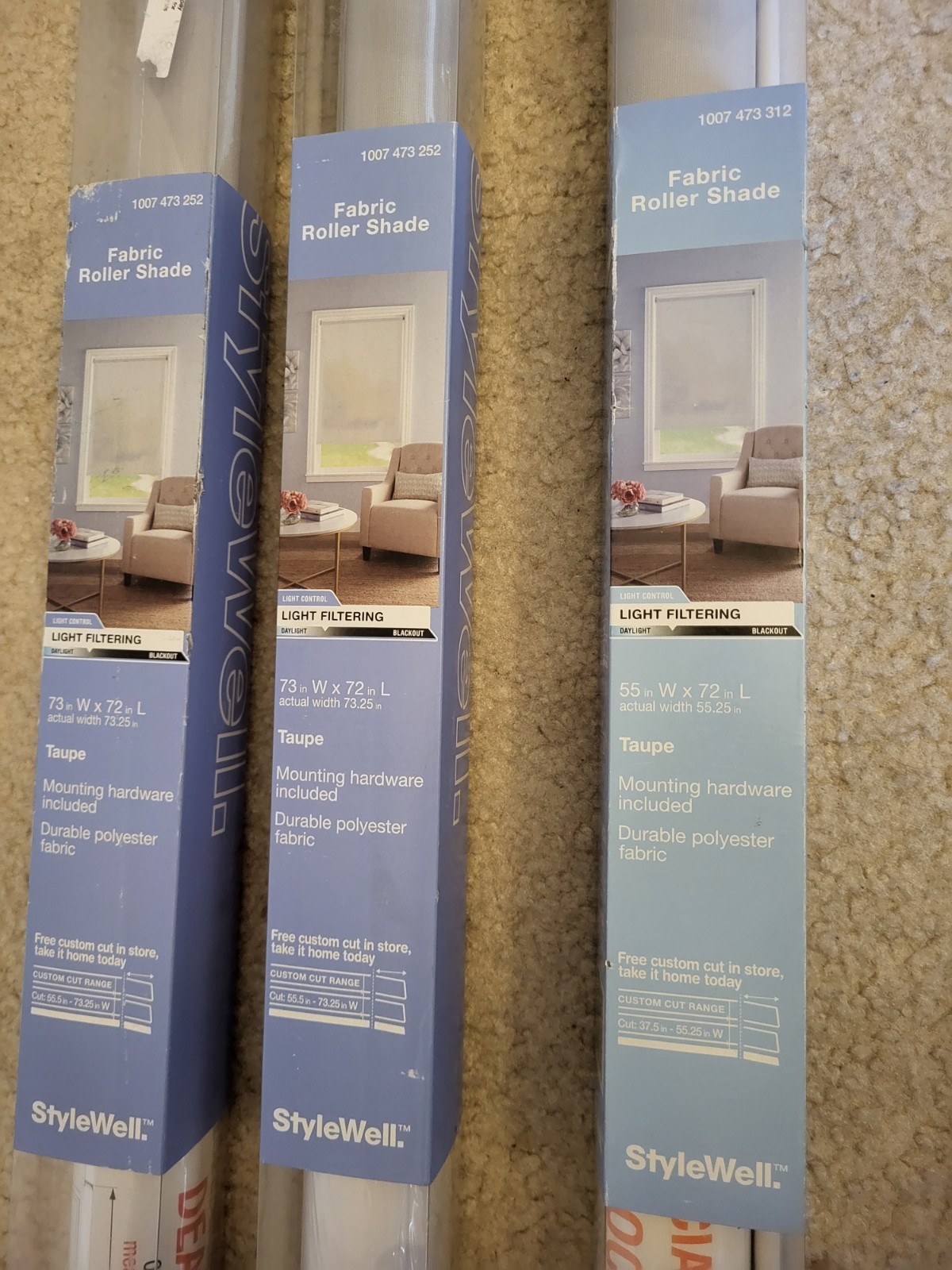 4- Stylewell Roller Shade Light Filtering Fabric with Hardware