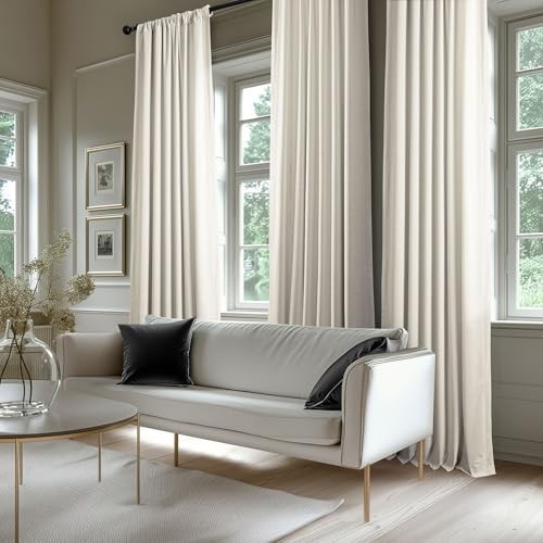 Ravello Burnout Velvet Curtains 84 Inches 50″W x 84″L (Pack of 1) Off-white