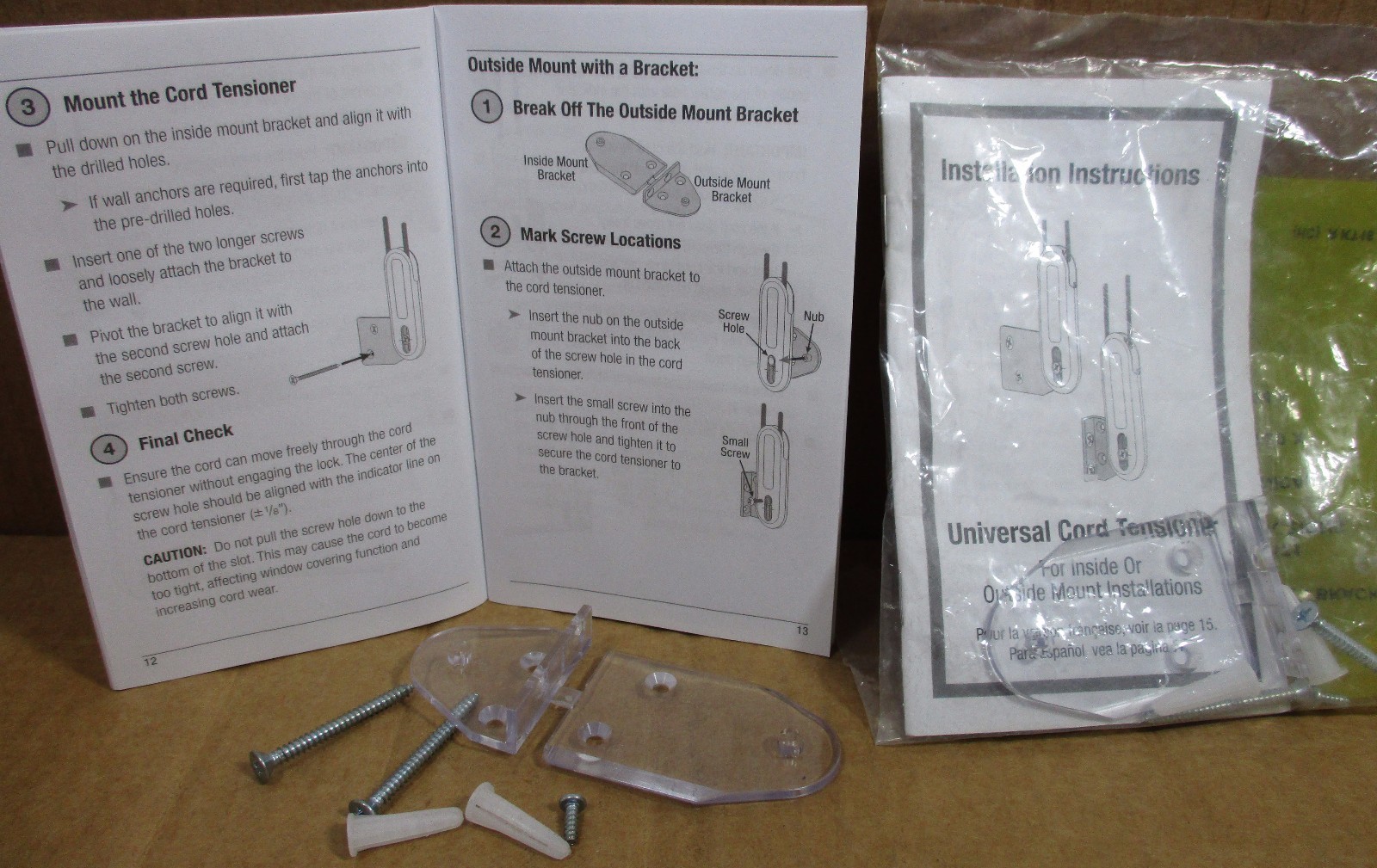 Lot 2 Hunter Douglas Universal Cord Tensions Mounting Bracket For Inside Outside
