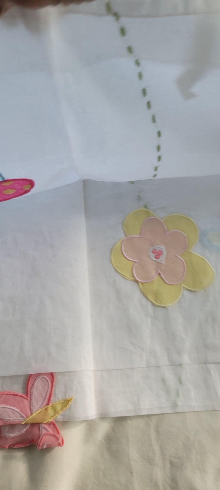 Pottery Barn Kids Sheer Panel Curtain Applique Wildflowers Camy Strap Ties 84″