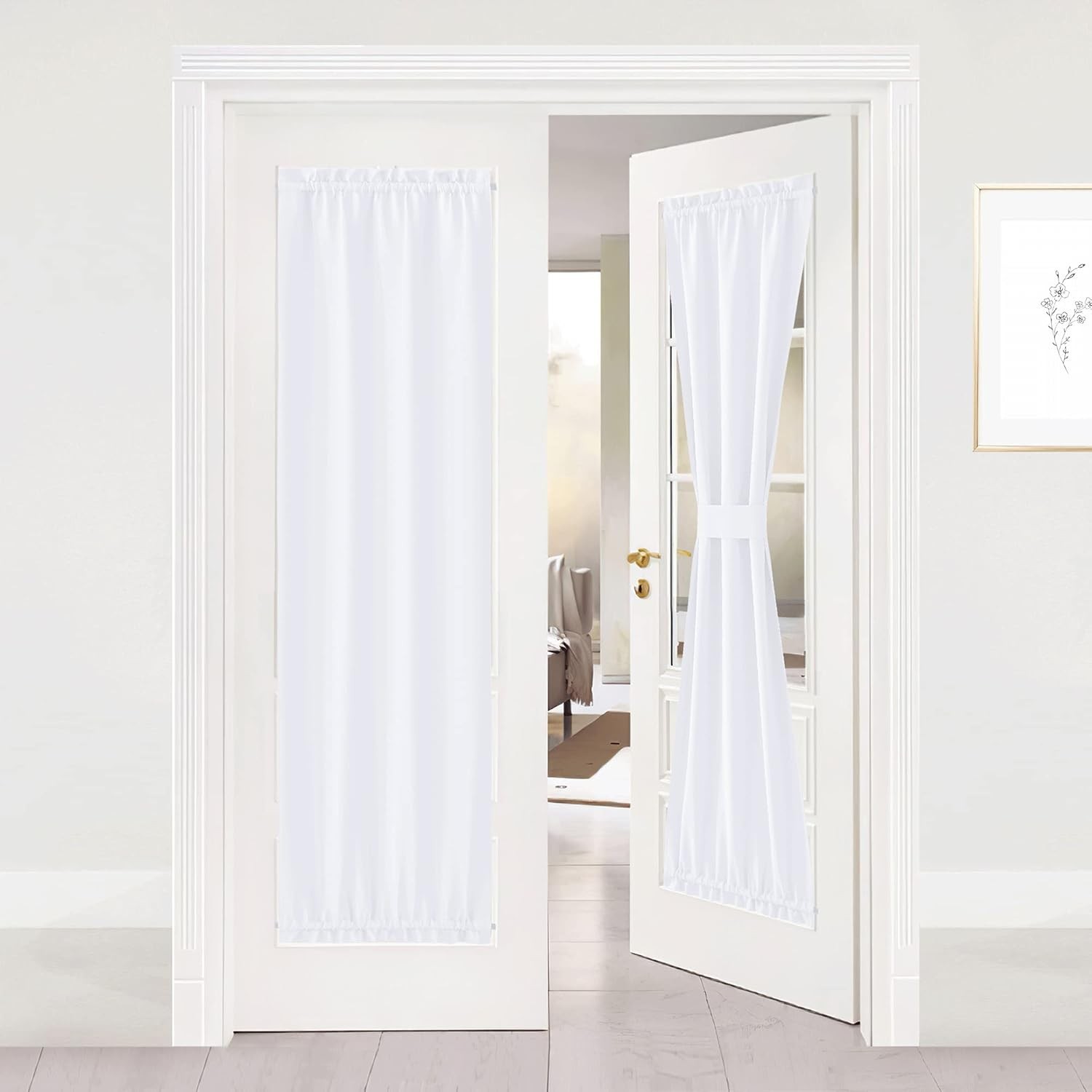 Pure White Sidelight Curtains – 50% Sunlight Blocking Thermal Insulated French