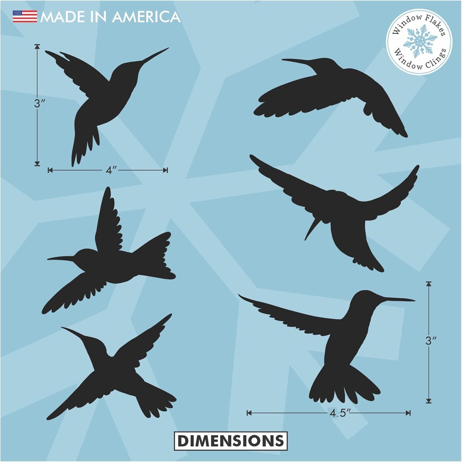 9-Pack Black Silhouette Hummingbird Window Clings for Glass Safety on Windows…