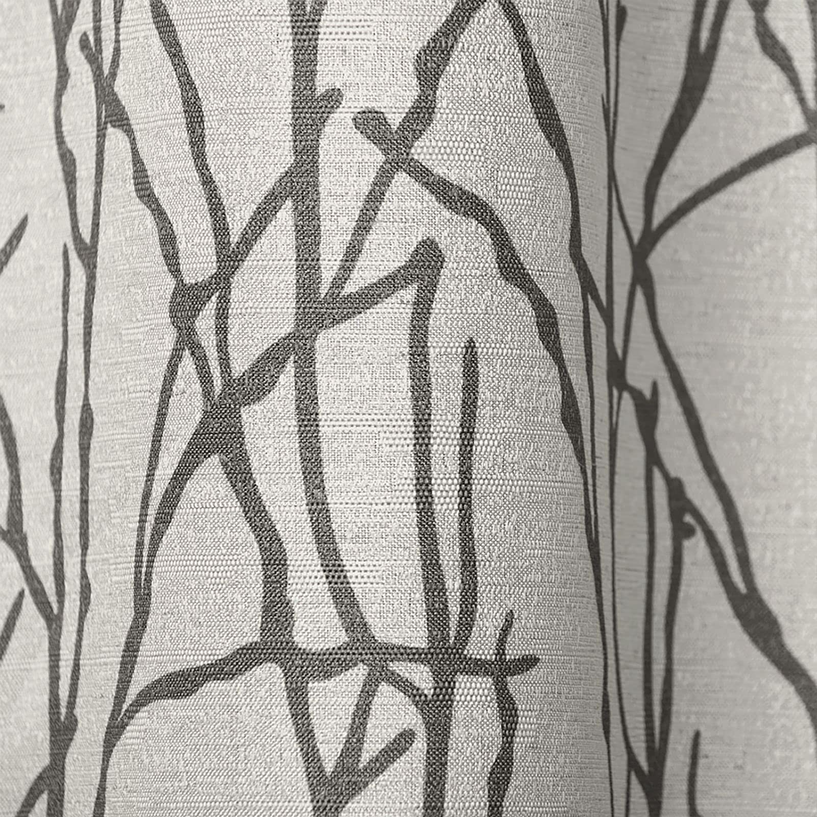 Branches Linen Blend Grommet Top Curtain Panel Pair, 54″x84″, Black Pearl
