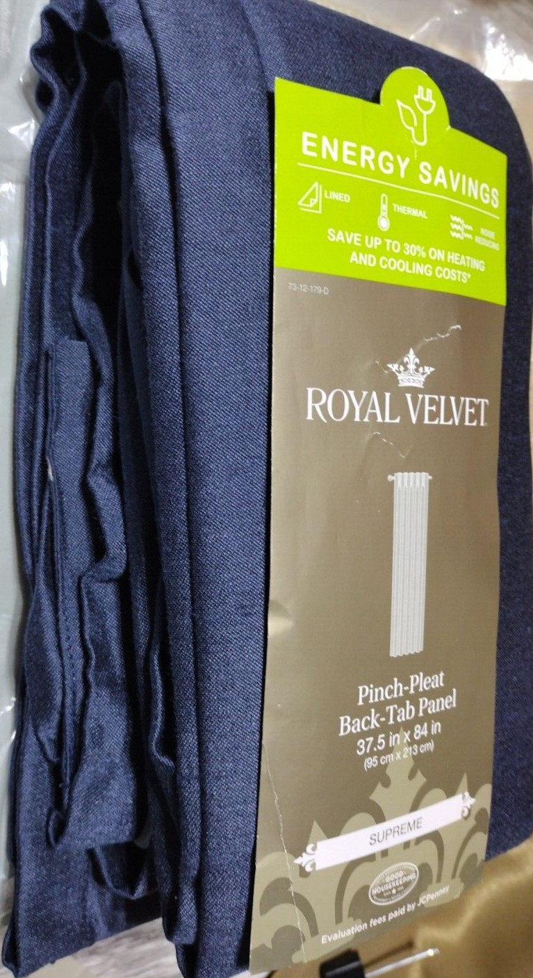 Royal Velvet, Pinch Pleat Back Tab Panel Supreme, 37.5″x84″ Dress Blue