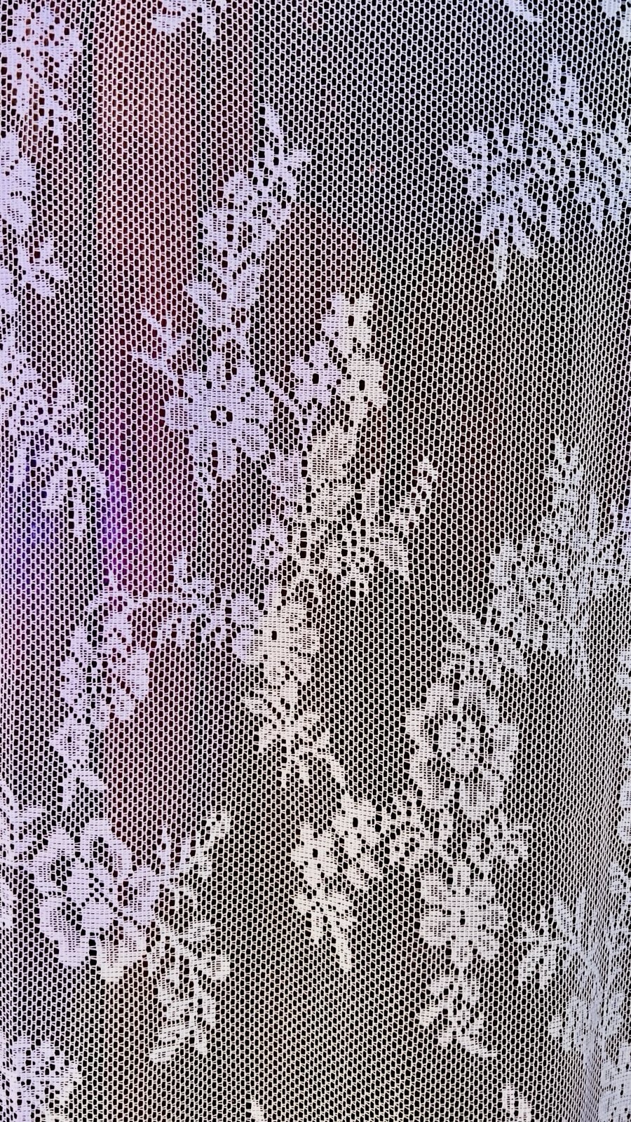 1 of 16 VTG WHITE ROSE FLORAL NET LACE CURTAIN PANELS SCALLOPED SIDES 60×87 8 PR