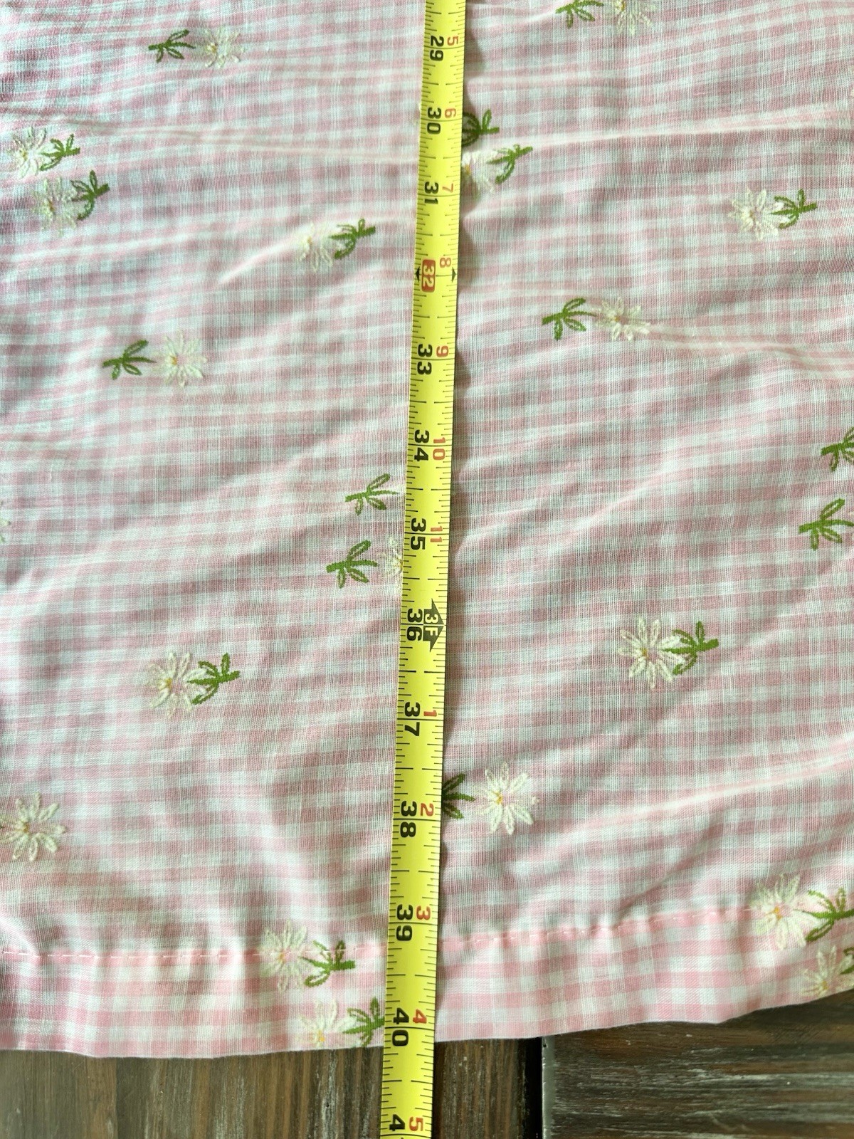 Set of Three Vintage Sears Pink Gingham Cafe Curtain Panels 40”x 24”
