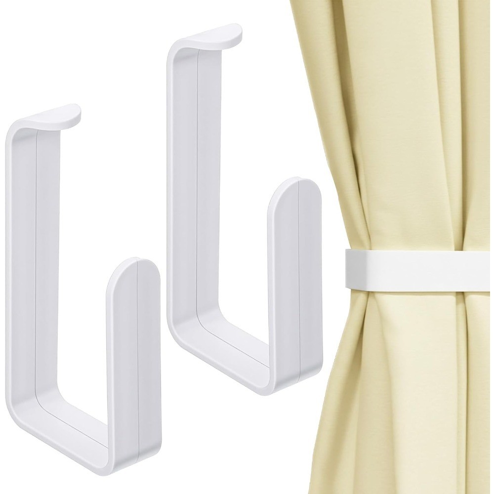2 Pack Curtain Holdbacks No Drill Self Adhesive Curtain Tiebacks Hooks Plastic