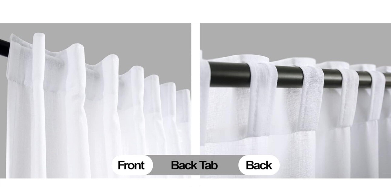 90 Inch Curtains for Living Room, Sheer White Long Light Filtering Semi Privacy