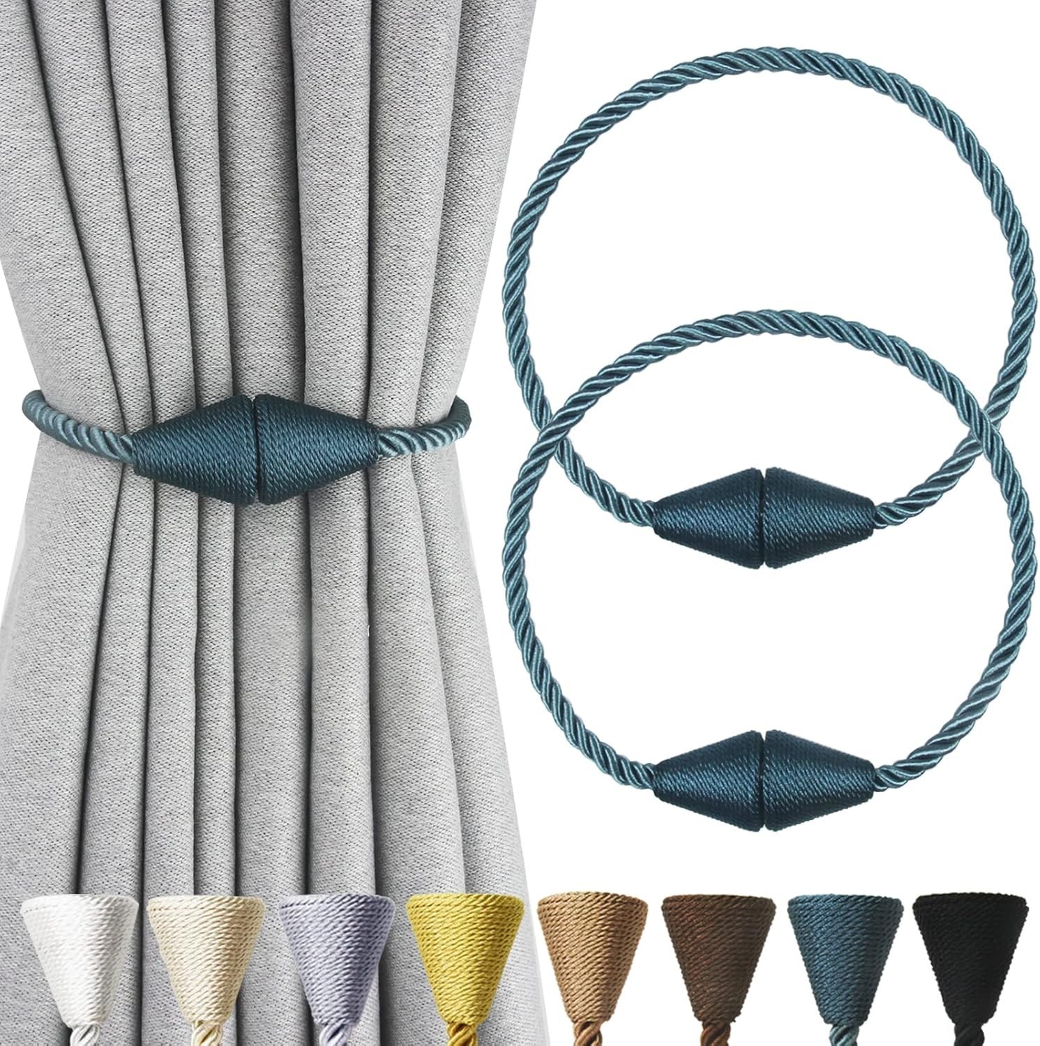 2 Pack Magnetic Curtain Tiebacks Rope Modern Handmade Curtain Tie Backs Decor…