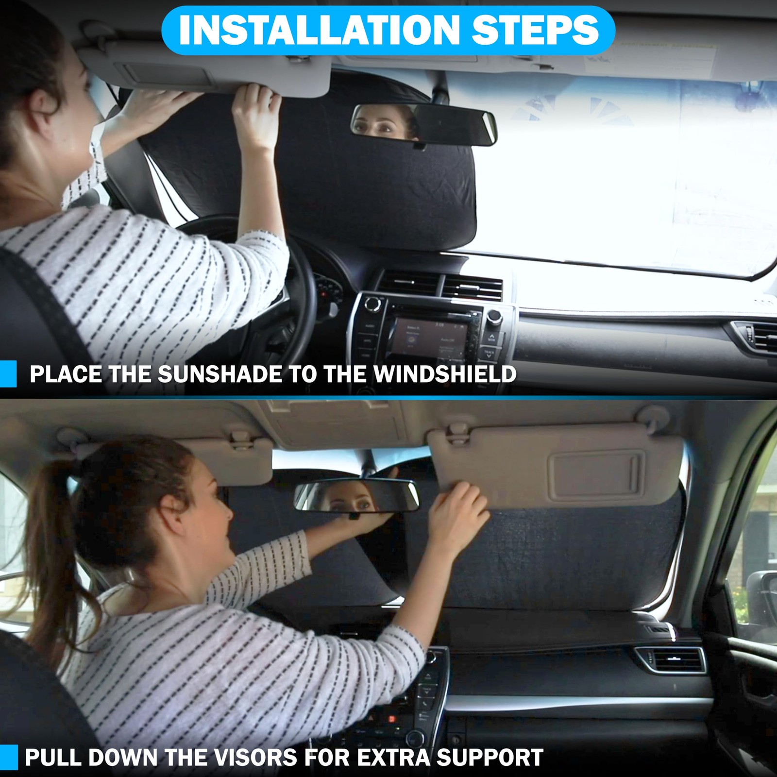 Large Silver Truck Windshield Sun Shade UV Protection Foldable Design 80T