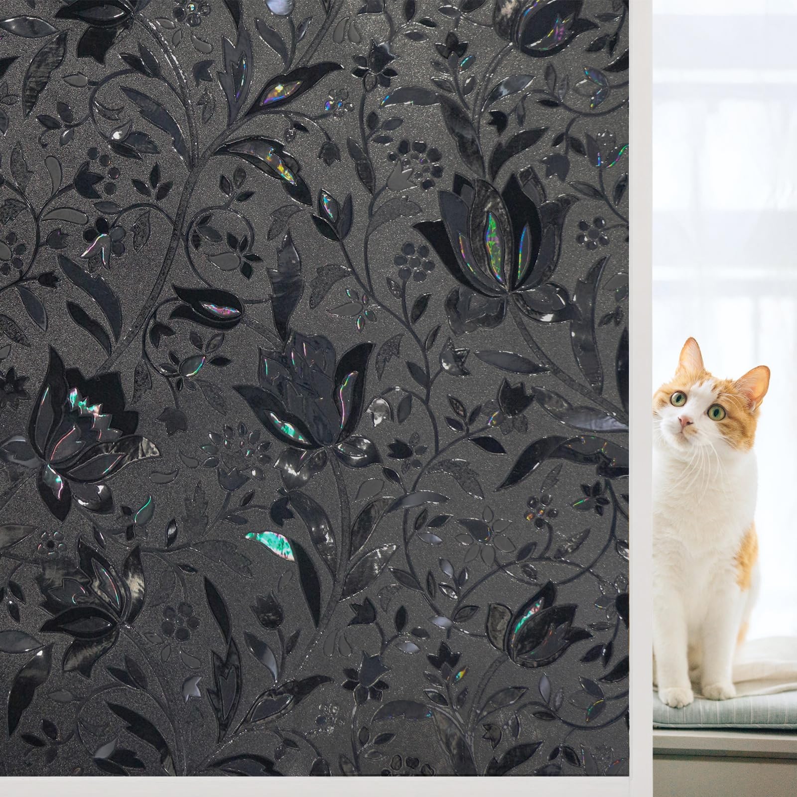 Blackout Window Film, 100% Sun Light Blocking Removable Privacy Windows Cover…